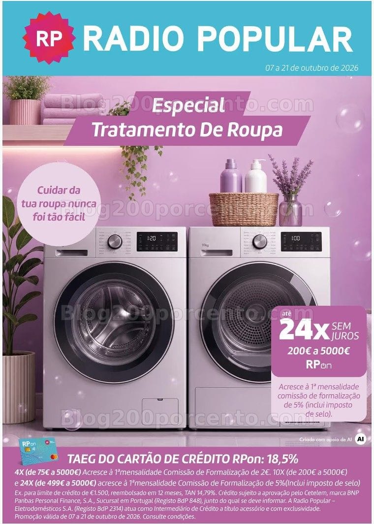 Antevisão Folheto RADIO POPULAR Especial Tratamento de Roupa Promoções até 21 outubro